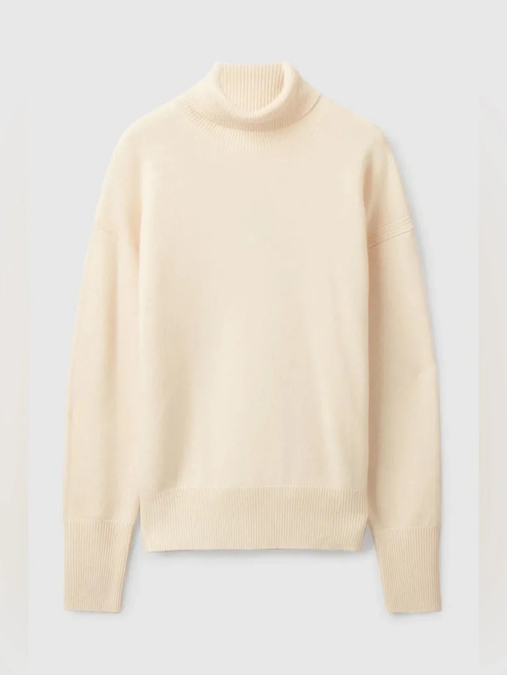 COS 100% Cashmere Ivory Turtleneck Sweater High Neck Minimalist Luxury Small
